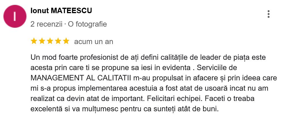 Ionut Mateescu certificare iso